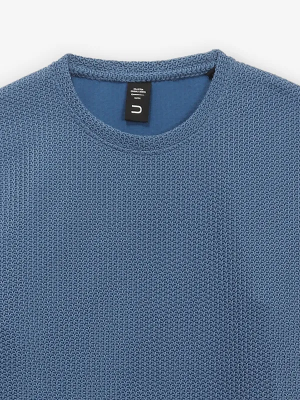 DEEPEE plain teal blue knitted t-shirt