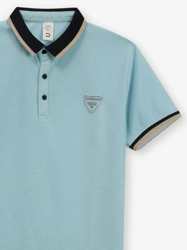 DEEPEE sky blue cotton polo t-shirt
