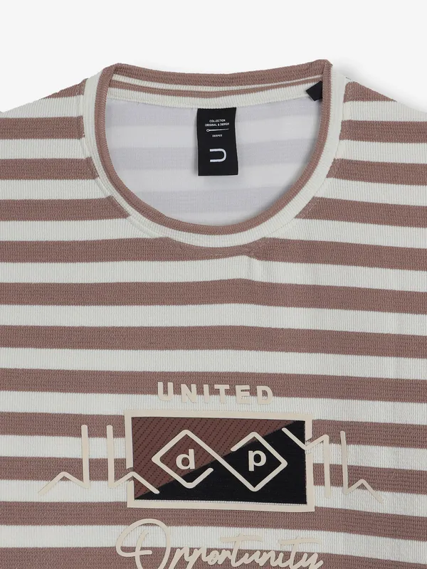 DEEPEE stripe coffee cotton t-shirt