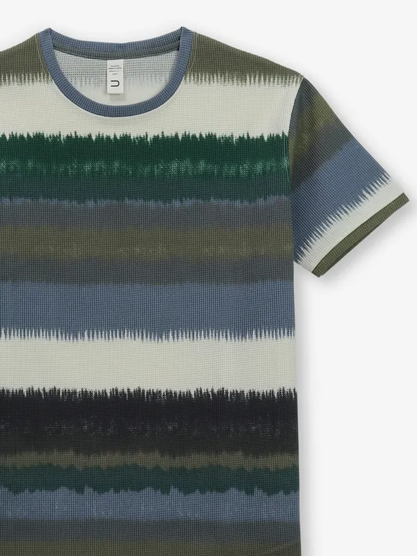 DEEPEE stripe cream cotton t-shirt