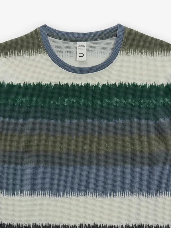 DEEPEE stripe cream cotton t-shirt