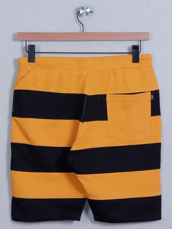 Deepee-tee slimfit stiped short in yellow and black shade