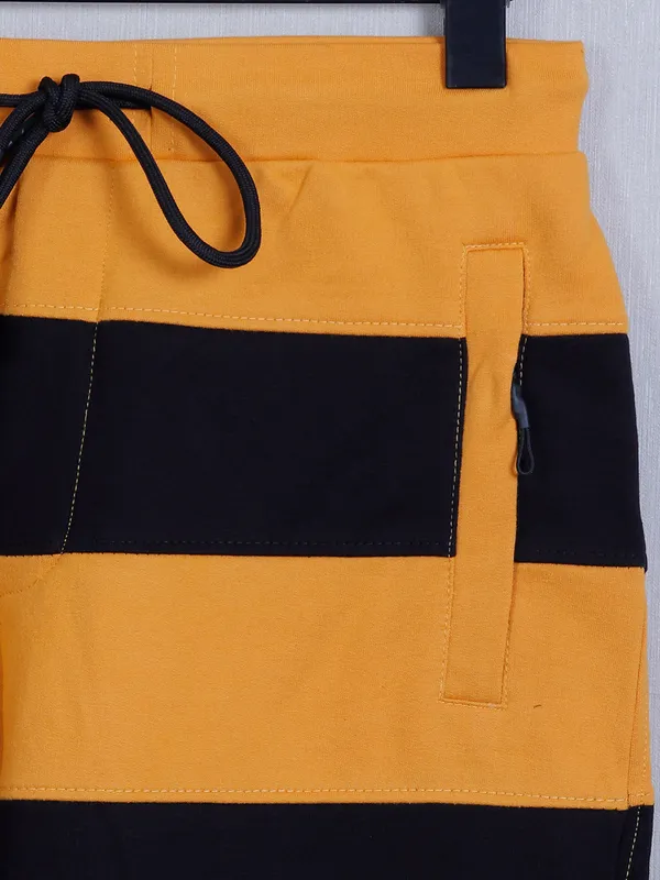 Deepee-tee slimfit stiped short in yellow and black shade