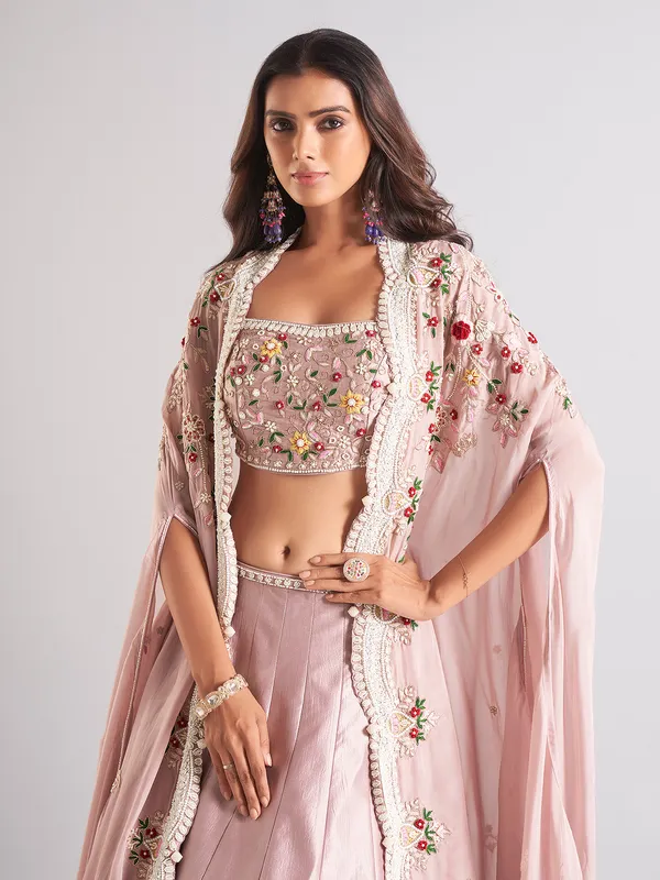 Delightful light purple silk lehenga choli
