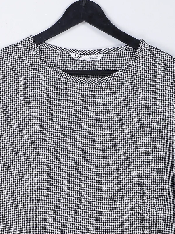 Desi Belle black and white checks cotton top