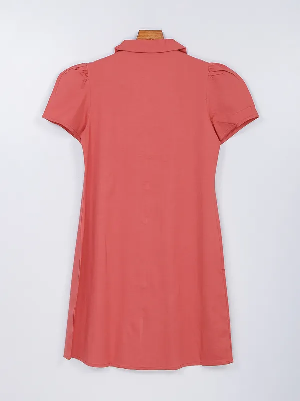 Desi Belle coral pink cotton shirt dress