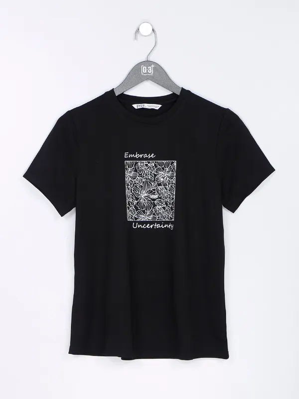 Desi Belle cotton black printed t shirt