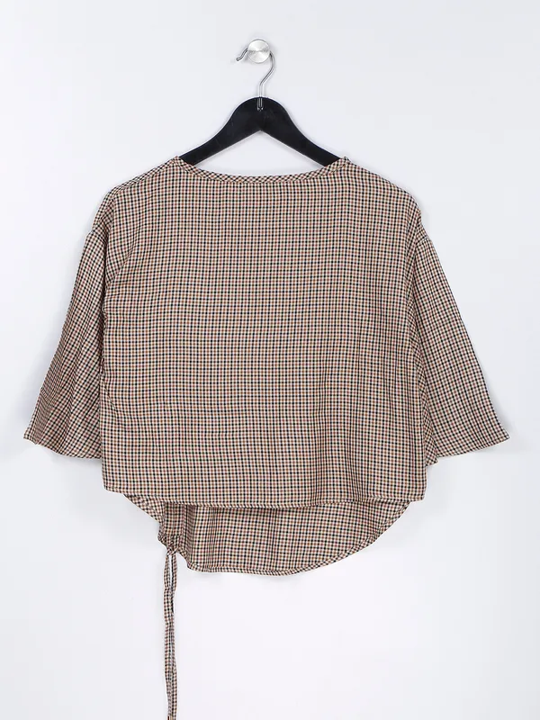 Desi Belle cotton brown and black checks top