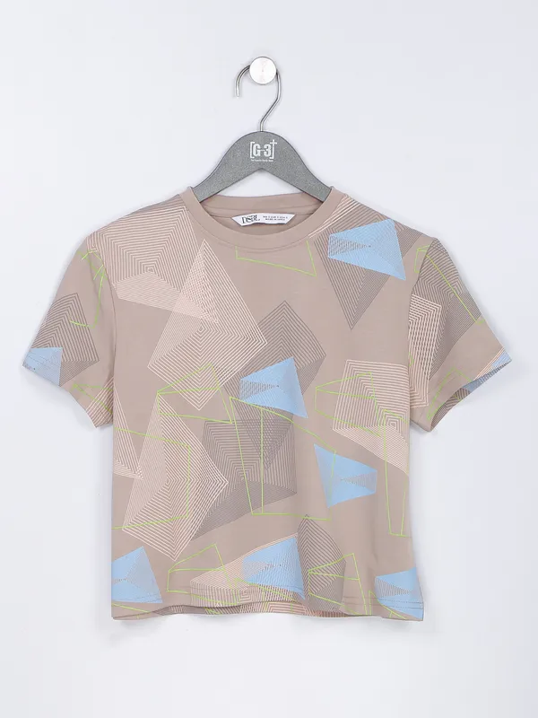 Desi Belle cotton printed top in beige
