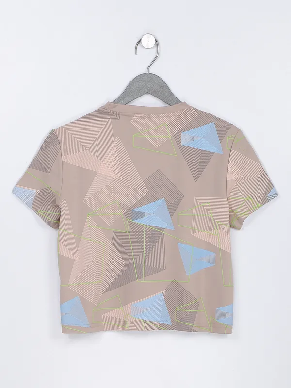 Desi Belle cotton printed top in beige