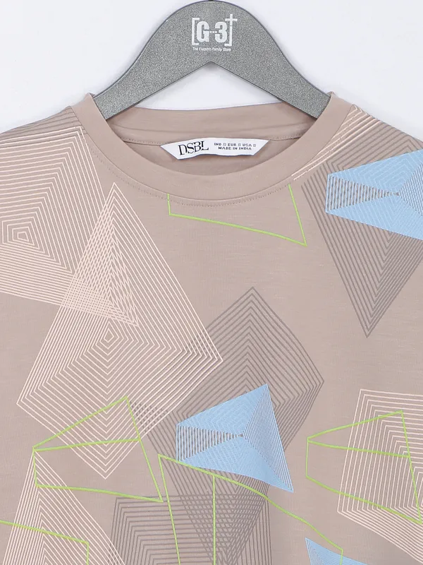 Desi Belle cotton printed top in beige