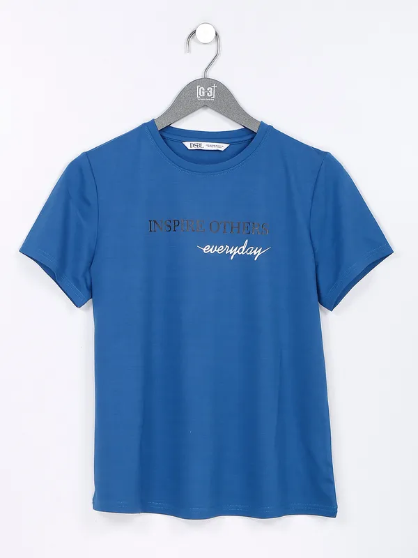 Desi Belle dark blue cotton printed t shirt