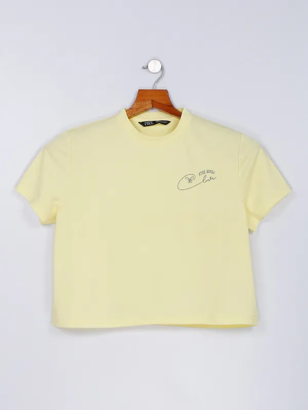 Desi Belle light yellow cotton crop top