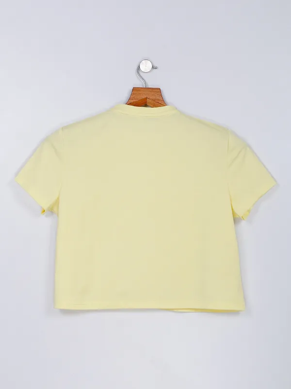 Desi Belle light yellow cotton crop top