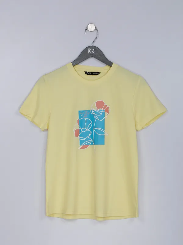 Desi Belle light yellow printed t shirt