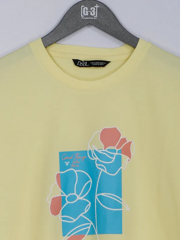 Desi Belle light yellow printed t shirt