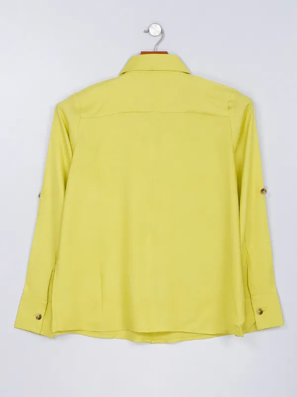 Desi Belle lime green cotton plain shirt