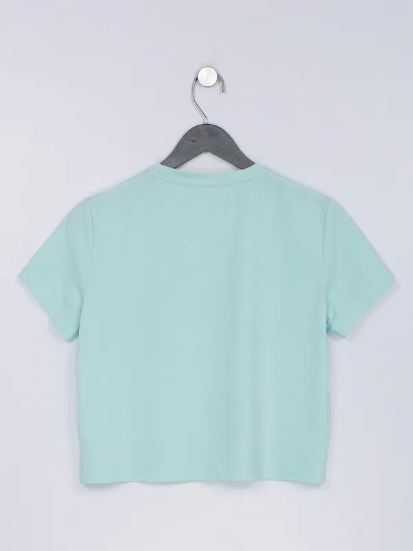 Desi Belle mint green printed crop top