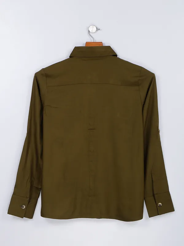 Desi Belle olive cotton shirt