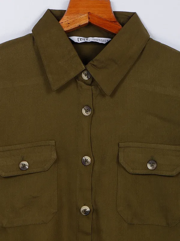 Desi Belle olive cotton shirt