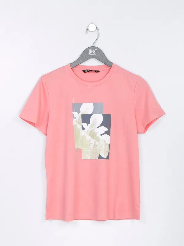 Desi Belle peach t shirt in printed