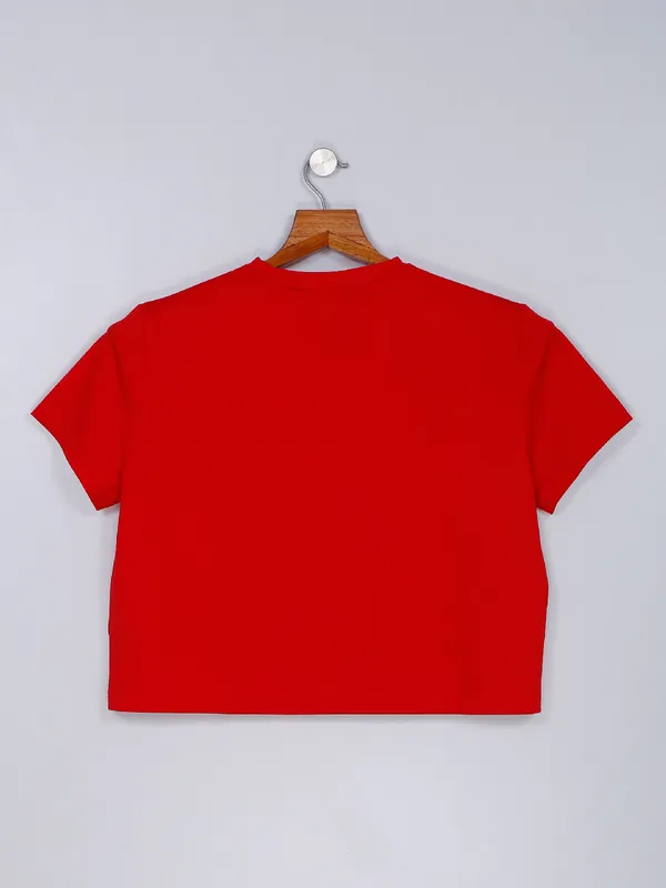 Desi Belle red cotton printed crop top