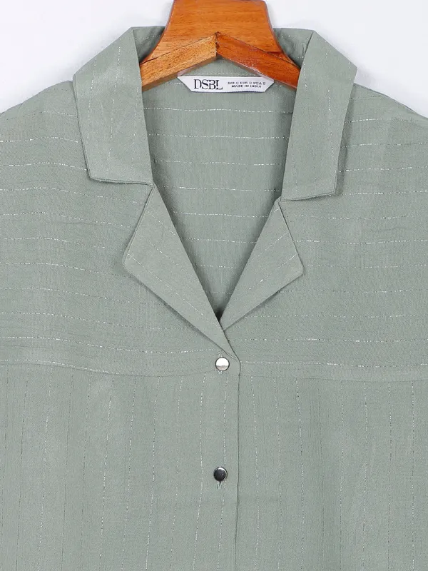 Desi Belle sage green stripe top