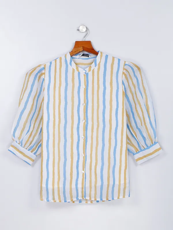 Desi Belle white stripe cotton top