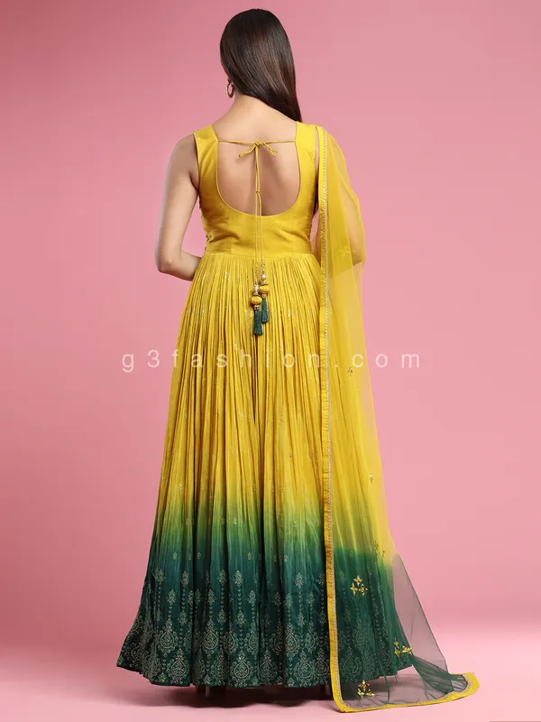 Designer dandelion yellow anarkali suit for wedding events