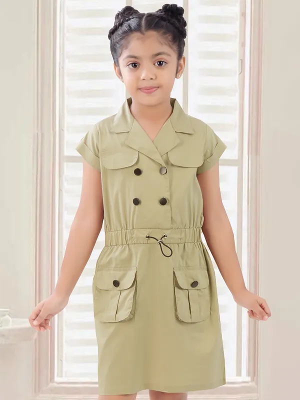 Designer fawn frock for girls