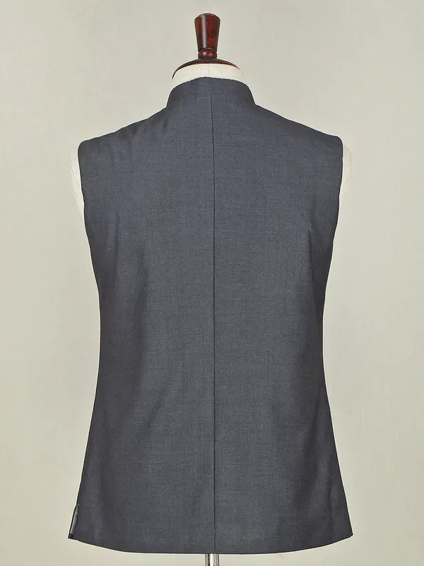 Designer grey solid terry rayon waistcoat for mens