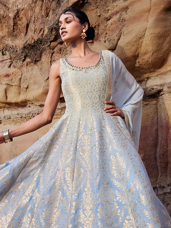 Designer light blue palazzo salwar suit