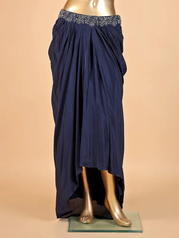 Designer navy blue jacket style salwar suit