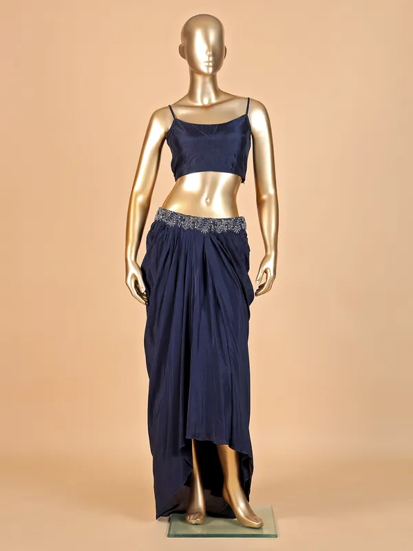 Designer navy blue jacket style salwar suit