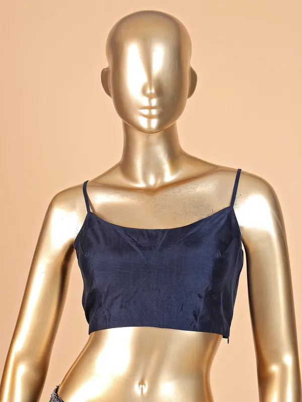 Designer navy blue jacket style salwar suit