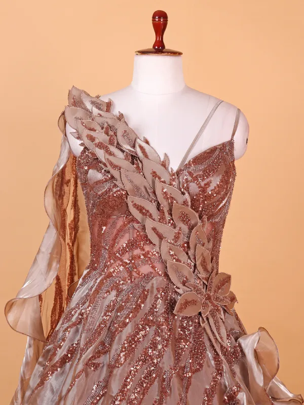 Designer onion pink net gown