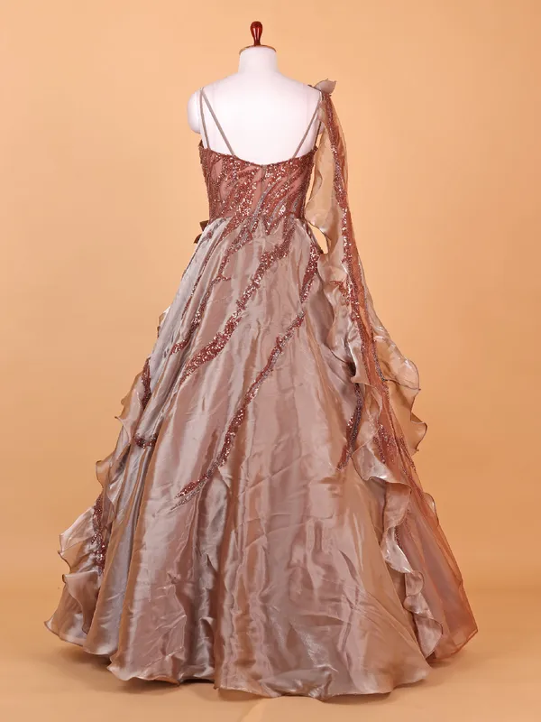 Designer onion pink net gown
