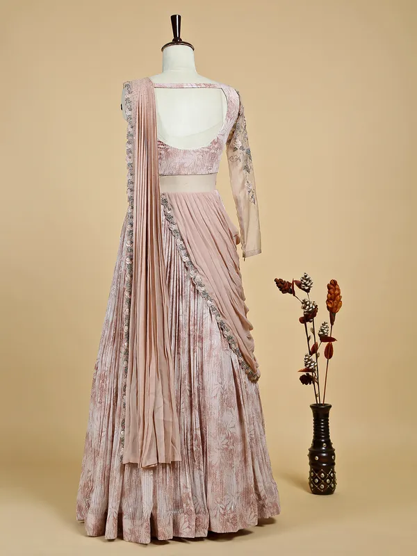 Designer peach georgette gown