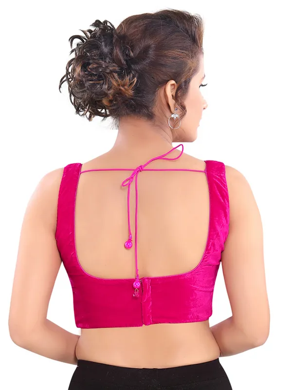 Designer pink velvet readymade blouse