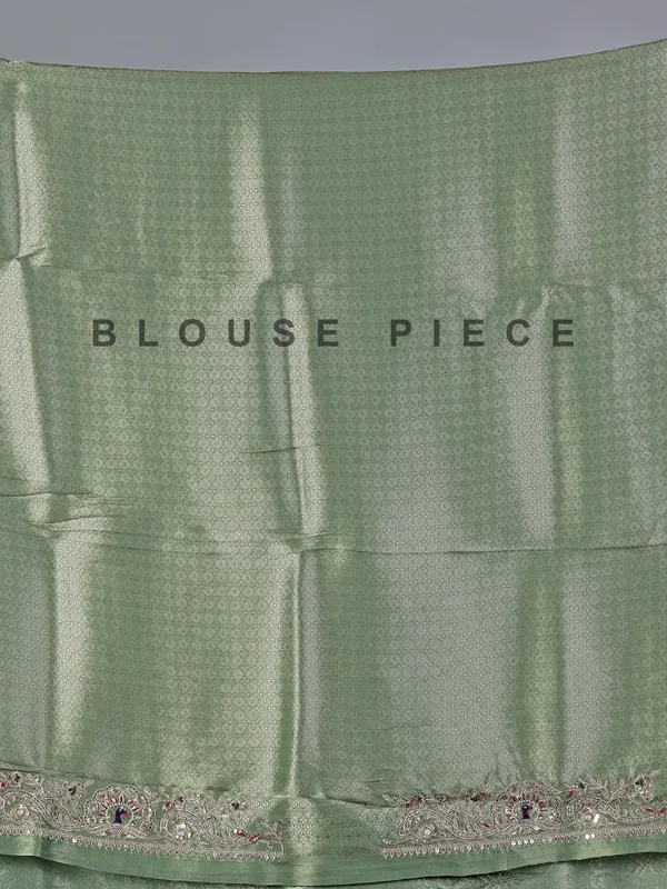 Designer pista green tissue silk saree