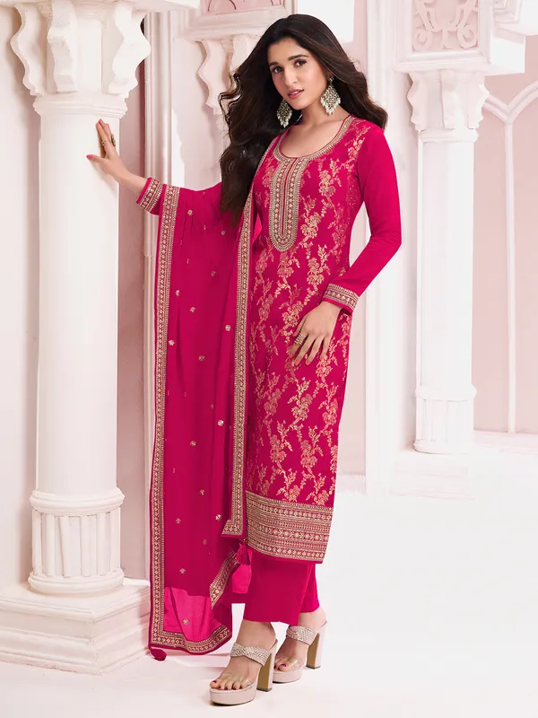 Designer rani color silk salwar suit