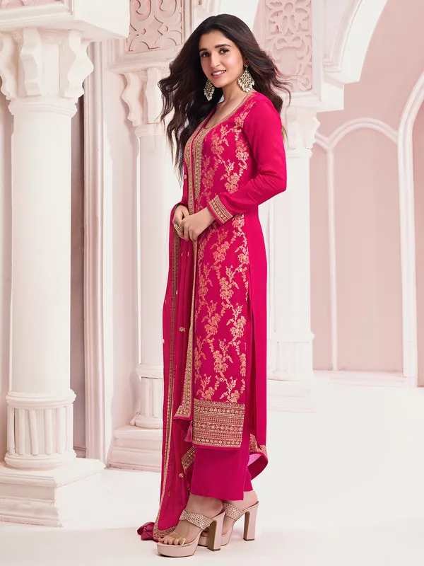 Designer rani color silk salwar suit