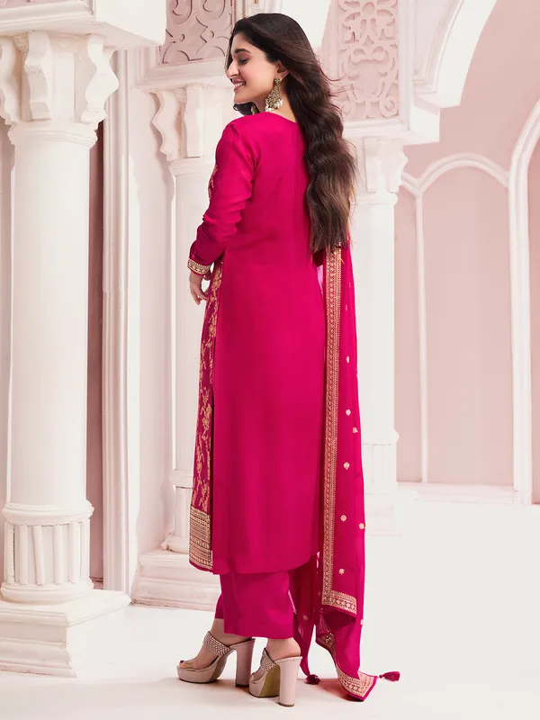 Designer rani color silk salwar suit