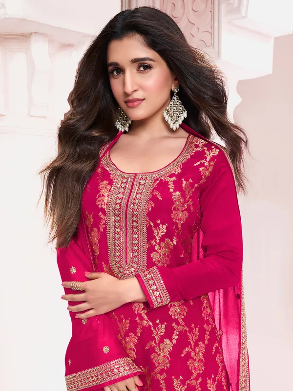 Designer rani color silk salwar suit