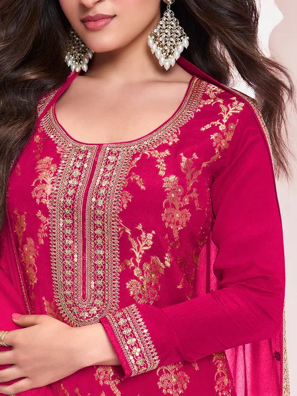 Designer rani color silk salwar suit