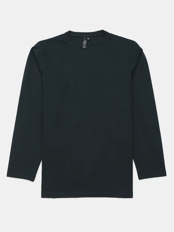 Disorder bottle green solid slim fit t shirt in cotton