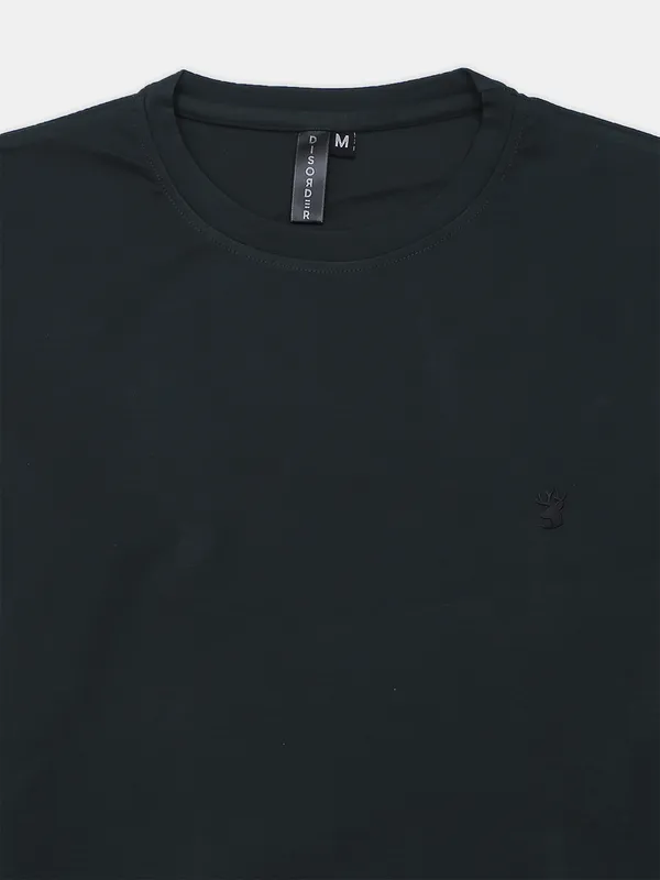 Disorder bottle green solid slim fit t shirt in cotton