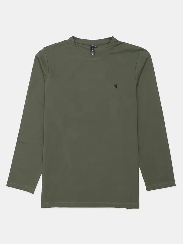 Disorder solid green cotton slim fit t shirt
