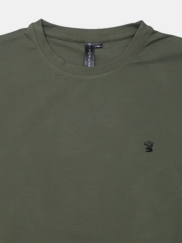 Disorder solid green cotton slim fit t shirt
