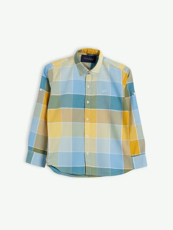 DNJS blue and yellow checks shirt